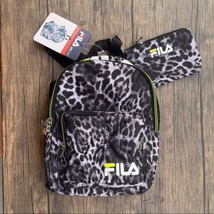 FILA Hermosa Black Leopard Print Mini backpack